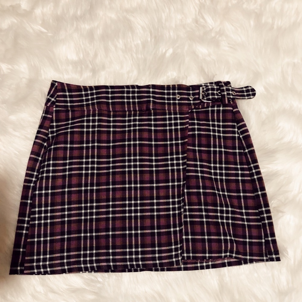 Purple plaid mini skirt